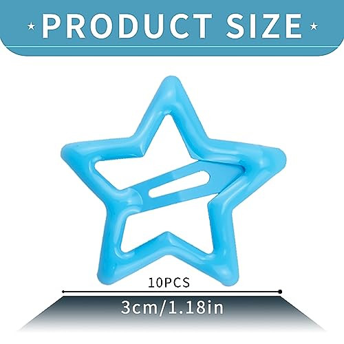 10PCS Cute Y2K 2000s Blue Metal Star Hair Clips and Barrettes for Girls Women - Non-Slip Hairpins, Headpieces, and Hair Accessories for Thin or Thick