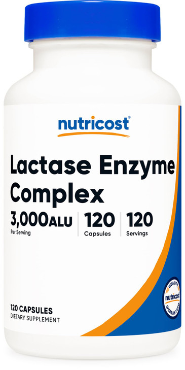 Nutricost Lactase Enzyme Complex 3,000 FCC ALU, 120 Vegetarian Capsules