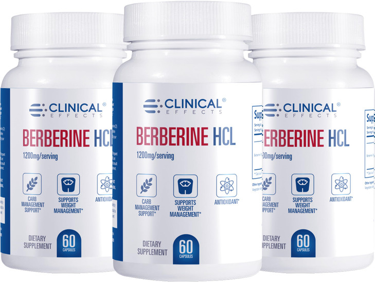 Clinical Effects Berberine HCL - Pure Berberine 1200mg - 3 Pack