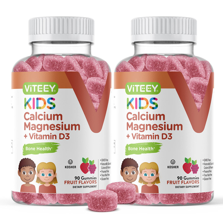 Viteey Kids Calcium Gummies + Vitamin D3 & Magnesium Citrate for Kids and Teens