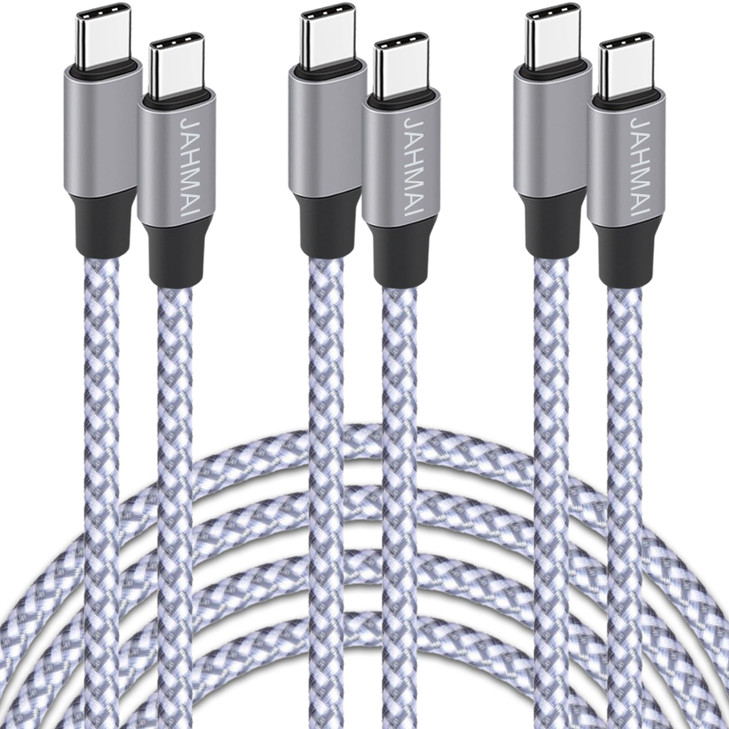 JAHMAI USB C Cable, Nylon Braided USB C to USB c Fast Charging 6ft 3Pack 60W Quick Data Sync Type C Charger Cord for iPhone 17/16/15 Pro Max/17/16/15