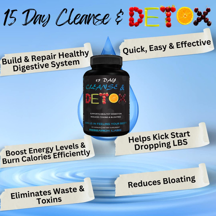 Research Labs 15 Day Colon Cleanse & Detox for Less Bloat Flat Tummy