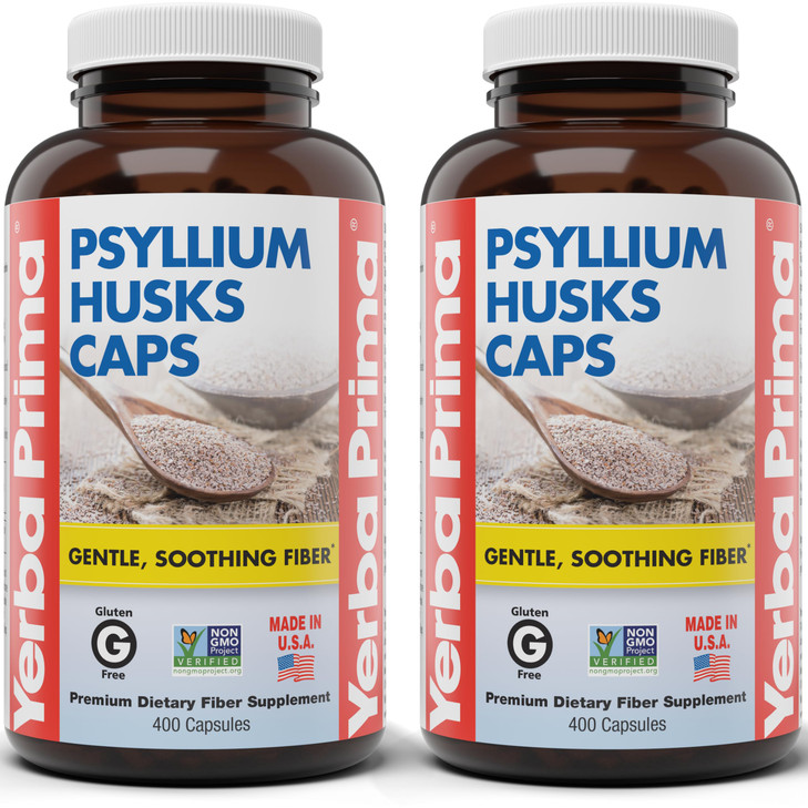 Yerba Prima Psyllium Husks Caps, 625 mg, 400 Capsules (Pack of 2)