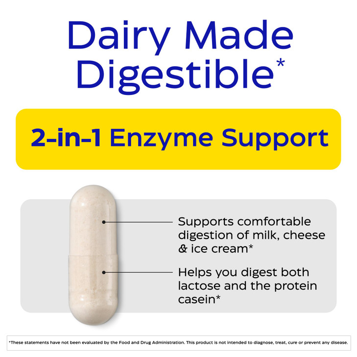 Enzymedica DairyAssist, 2-in-1 Digestive Enzymes for Dairy, Lactose and Casein