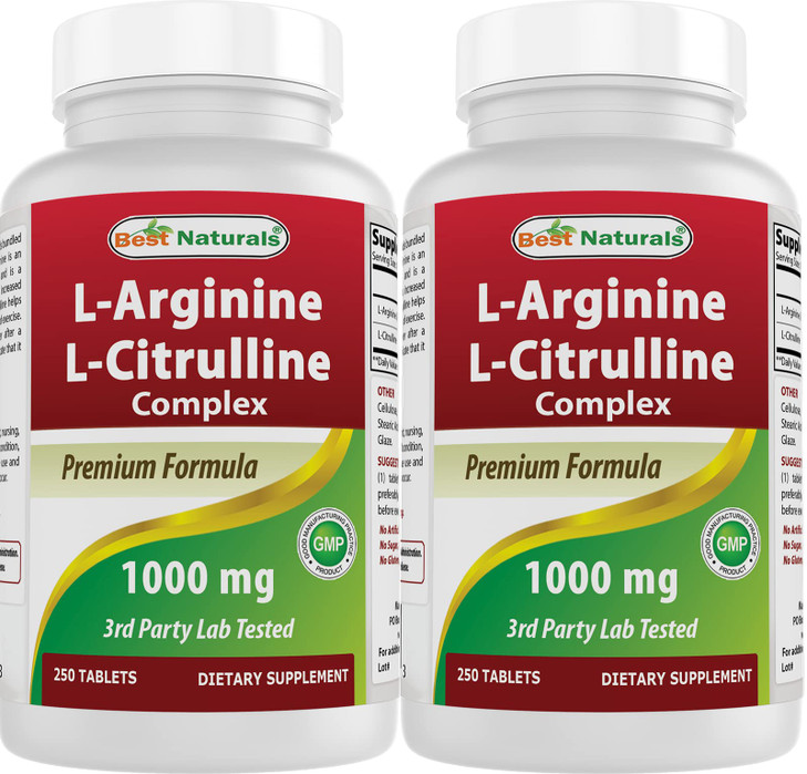 Best Naturals L-Arginine L-Citrulline Complex 1000 mg 250 Tablets (250 Count