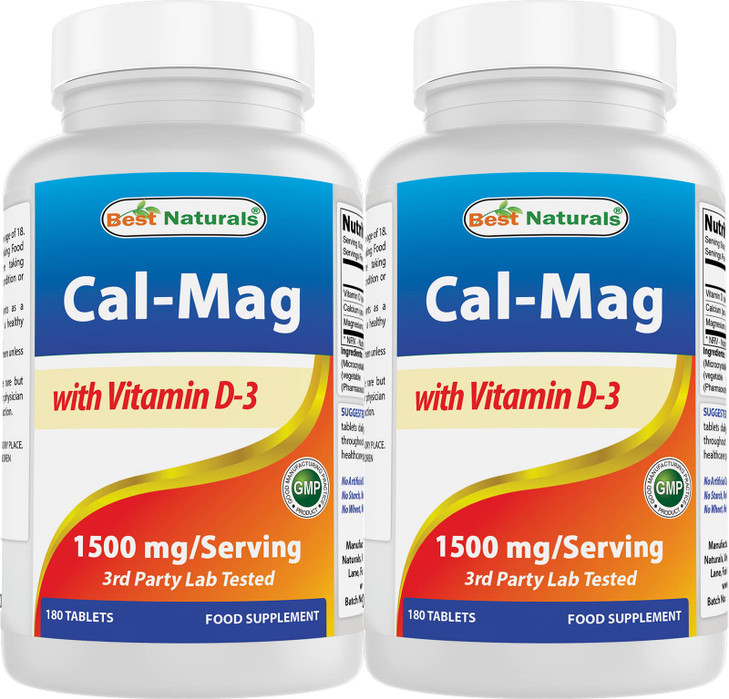 Best Naturals Calcium Magnesium with Vitamin D3 1500mg Serving 180 Tablets (180