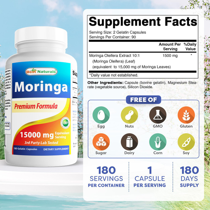 Best Naturals Moringa Extract 10:1 1500mg per Serving