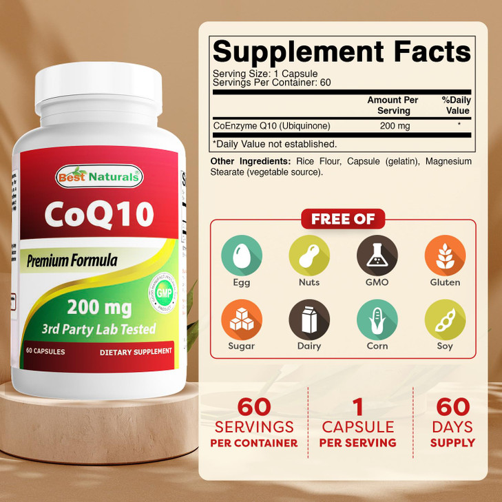 Best Naturals COQ10 200 mg, 60 Capsules