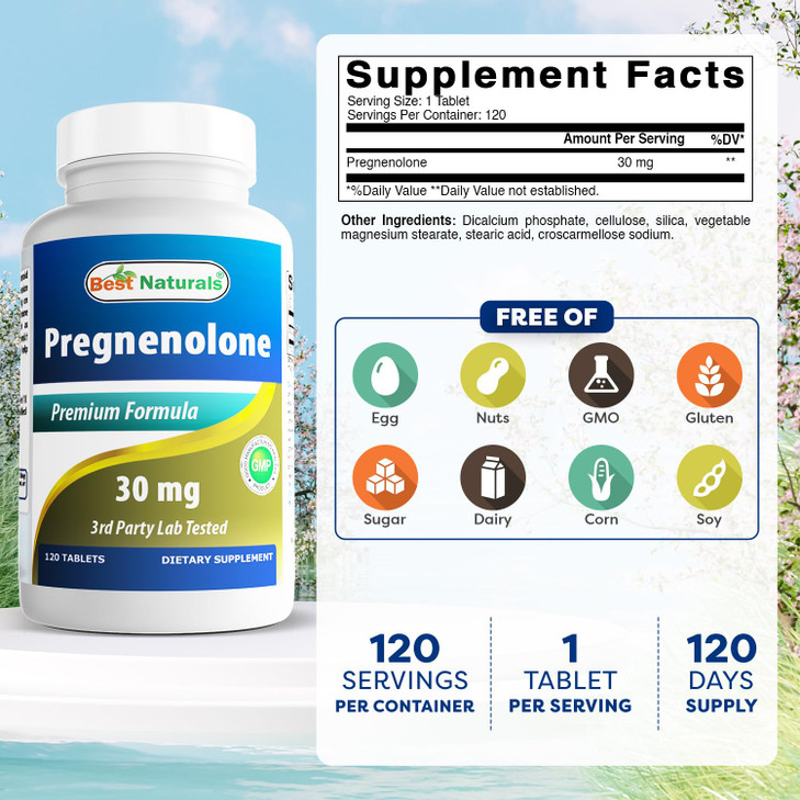 Best Naturals Pregnenolone 30 mg 120 Tablets (120 Count (Pack of 2))