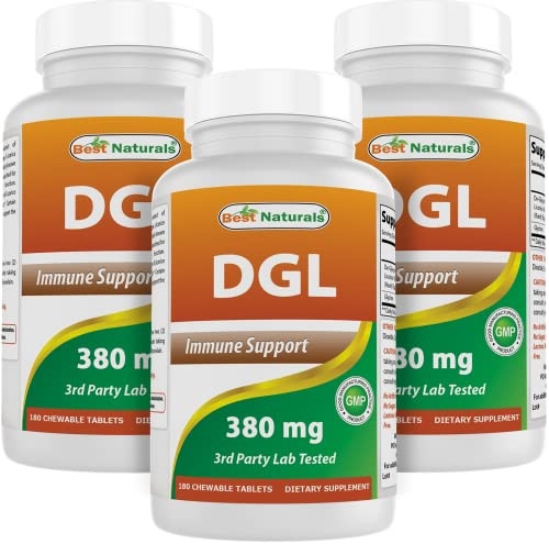 Best Naturals DGL Chewable 380 mg 180 Tablets (180 Count (Pack of 3))