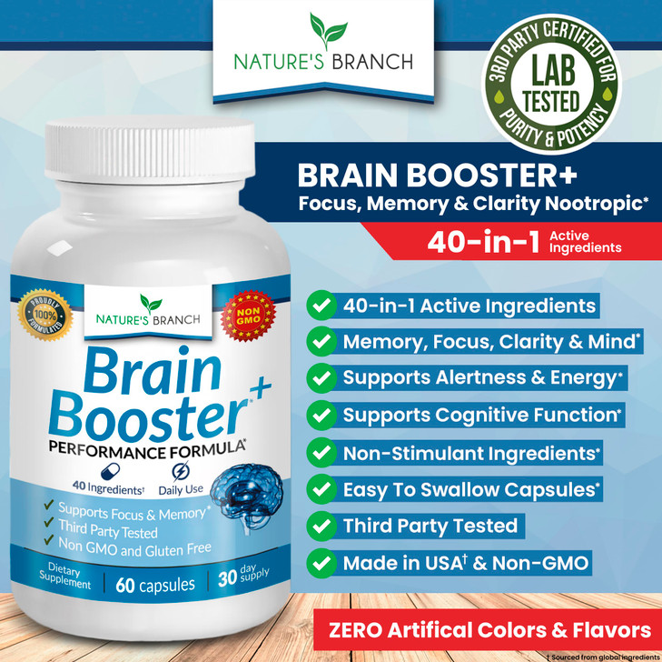 40-in-1 Brain Booster Supplement for Focus, Memory, Clarity, Energy