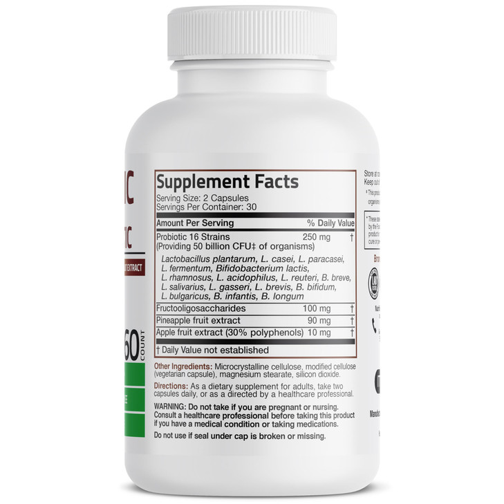 Bronson Probiotic 50 Billion CFU + Prebiotic with Apple Polyphenols & Pineapple