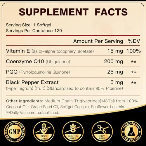DRFOSTER Coq10 200mg, Coenzyme Q10 for Antioxidant & Energy Production, 6X