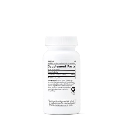 GNC L-Carnitine 500mg, Helps Metabolize Long-Chain Fatty Acids, 60 Capsules