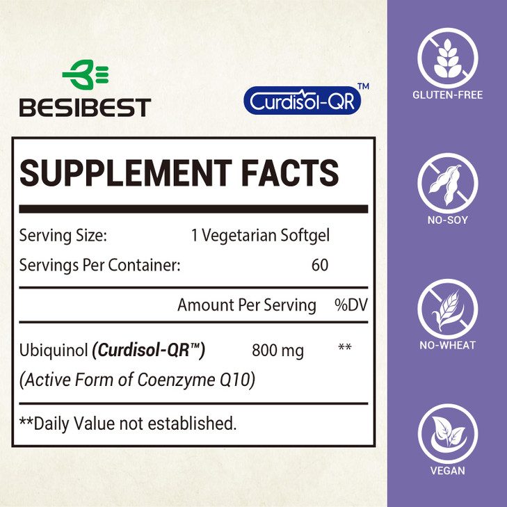 Liposomal Ubiquinol CoQ10 800 MG Softgel, High Absorption CoQ10 Ubiquinol