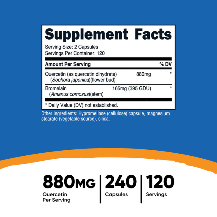 Nutricost Quercetin 880mg, 240 Vegetarian Capsules with Bromelain (165mg)