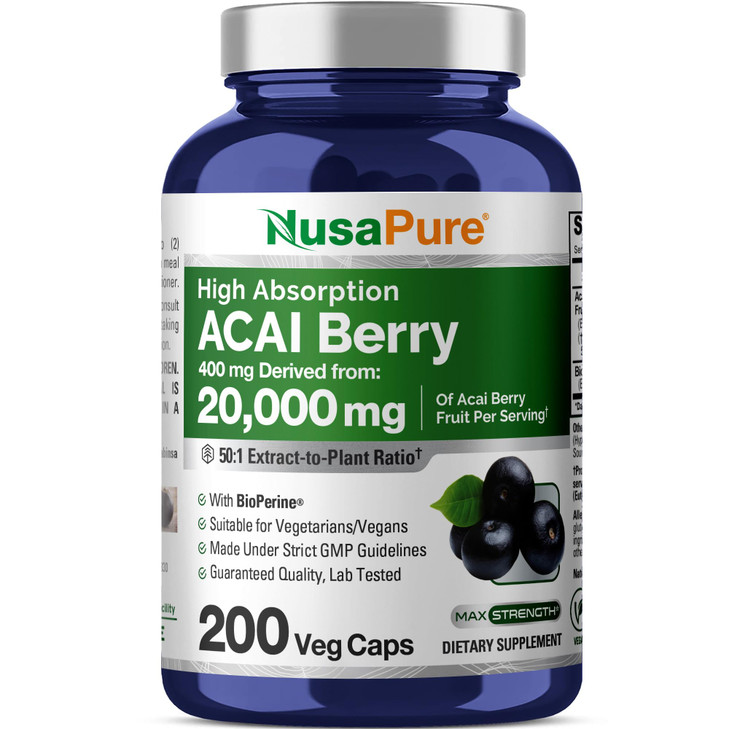 NusaPure Acai Berry 50:1 Extract - Suitable for Vegetarian/Vegan, Non