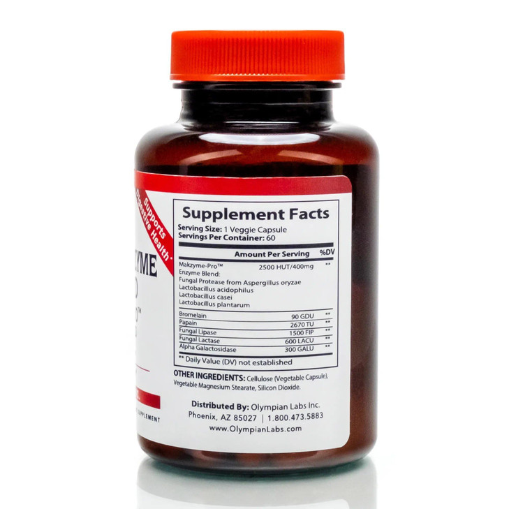 Olympian Labs Digestive Makzyme-Pro Enzymes, 60 Capsules, Breaks Down Proteins