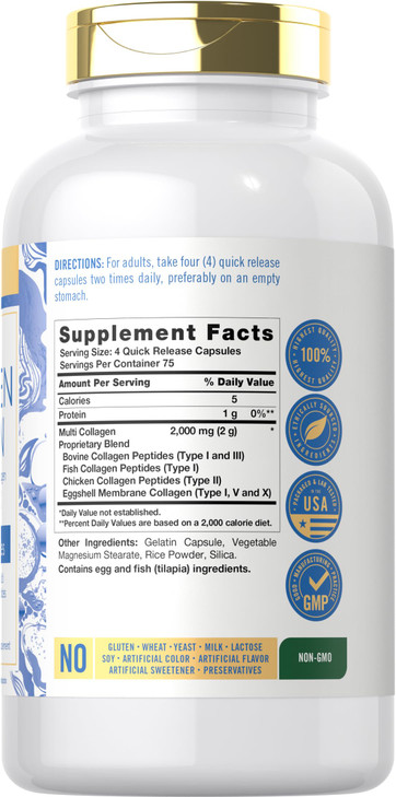 Carlyle Multi Collagen Protein Capsules 2000mg - 300 Count