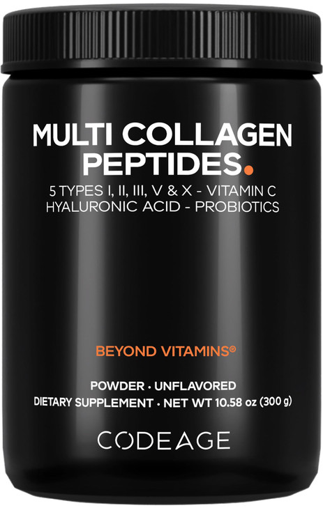Codeage Multi Collagen Peptides Powder + Probiotics Black Edition, Vitamin C