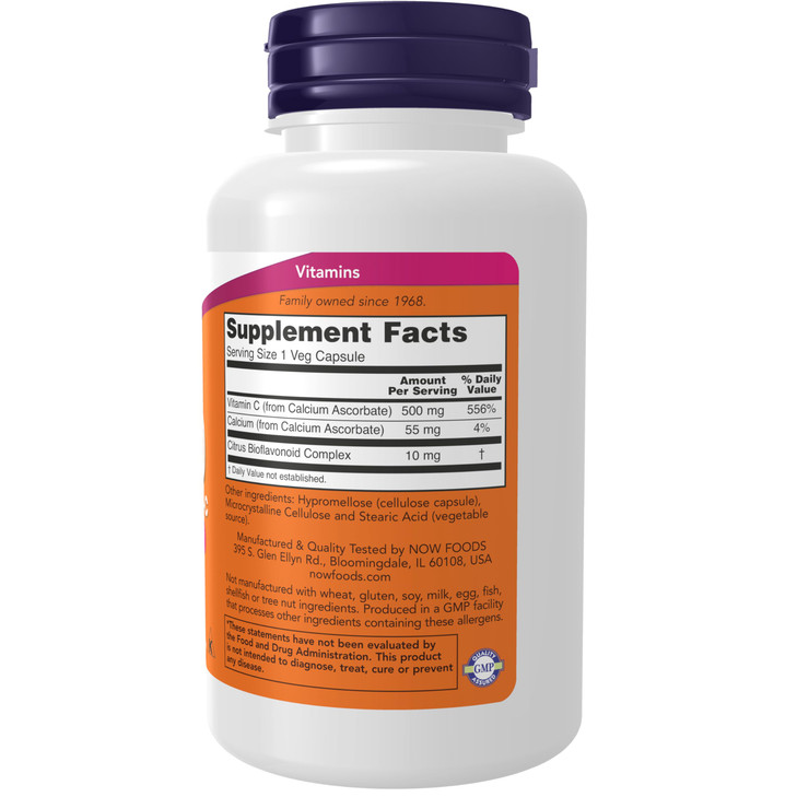 NOW Foods Supplements, Vitamin C-500 Calcium Ascorbate, Antioxidant Protection*, 100 Veg Capsules