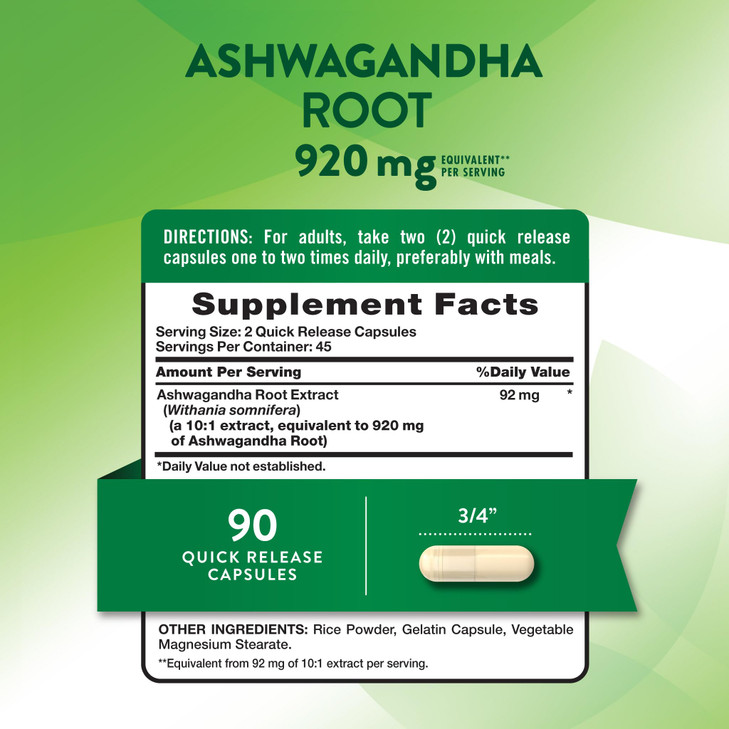 Nature's Truth Ashwagandha Supplement Capsules - 90 Count