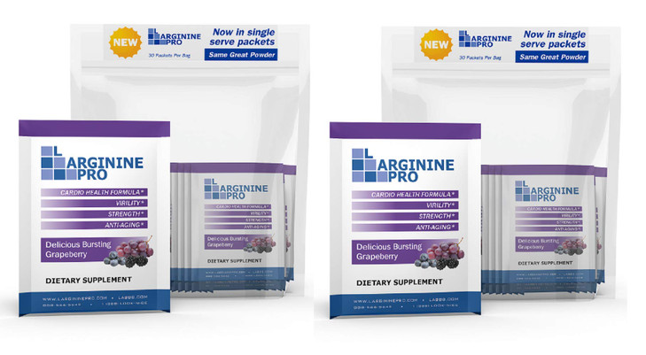 L-ARGININE PRO Supplement Powder - 60 Packets Single Serve Travel Size