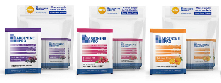 L-ARGININE PRO Supplement Powder - 90 Packets Single Serve Travel Size