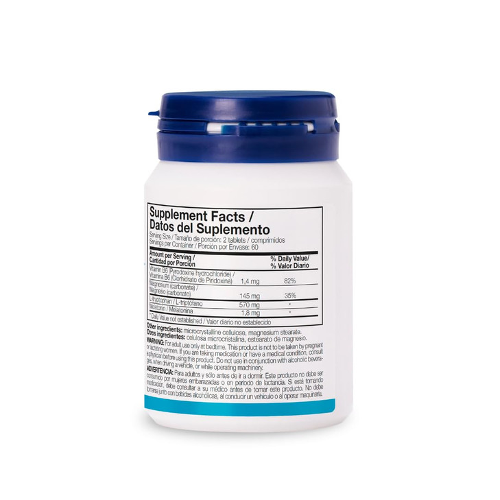 Tryptophan with Magnesium + Vit B6 & Melatonin. Induces sleep and improves sleep