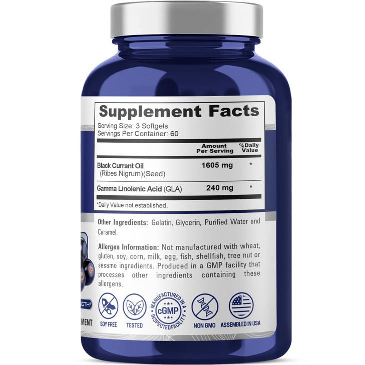 NusaPure Black Currant Seed Oil 1605 mg Gamma Linoleic Acid (GLA) 15% 180