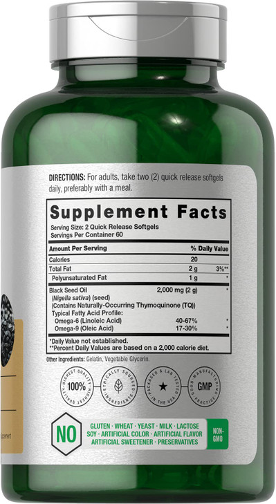Horbaach Black Seed Oil Cold Pressed Softgel Capsules - 120 Count