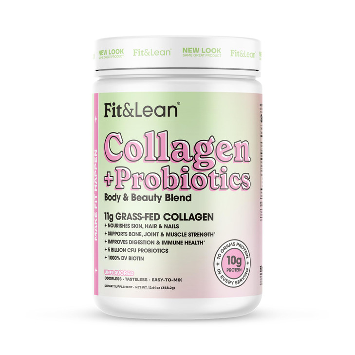 Fit & Lean Collagen + Probiotics- Grass-fed Collagen Peptide Powder, Unflavored