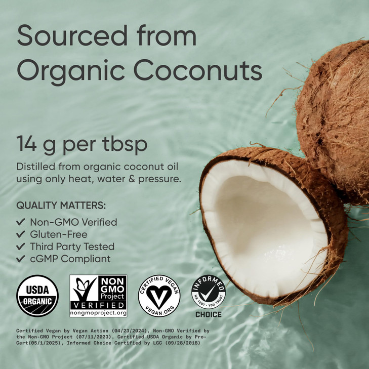 Sports Research Organic MCT Oil - Keto & Vegan MCTs C8, C10 from Coconuts
