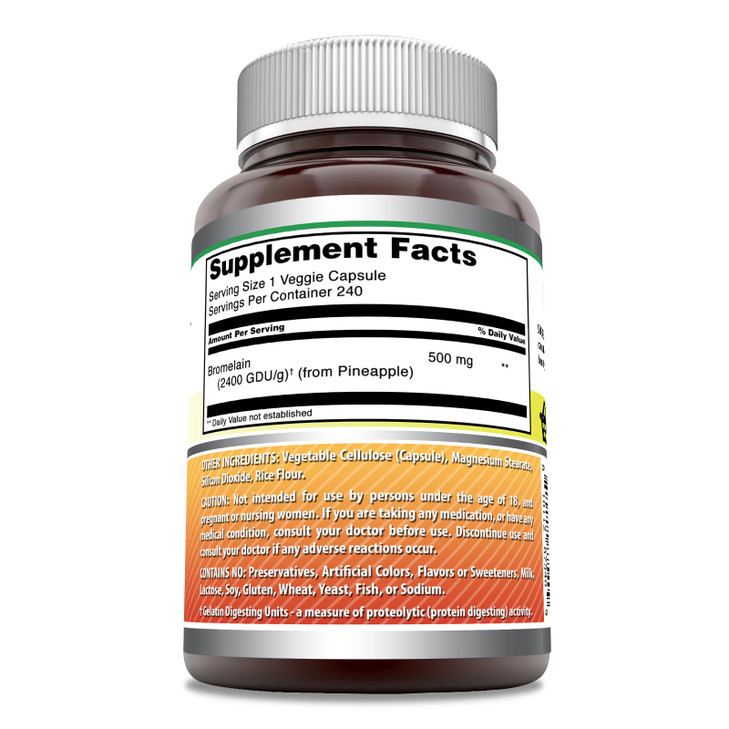 Amazing Formulas Bromelain 500mg 2400 GDU, Veggie Capsules