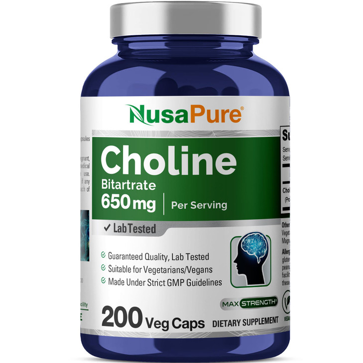 NusaPure Choline Bitartrate - Suitable for Vegetarian/Vegan, Non