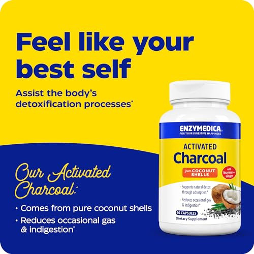 Enzymedica, Activated Charcoal, Reduces Occasional Gas, Bloating & Indigestion