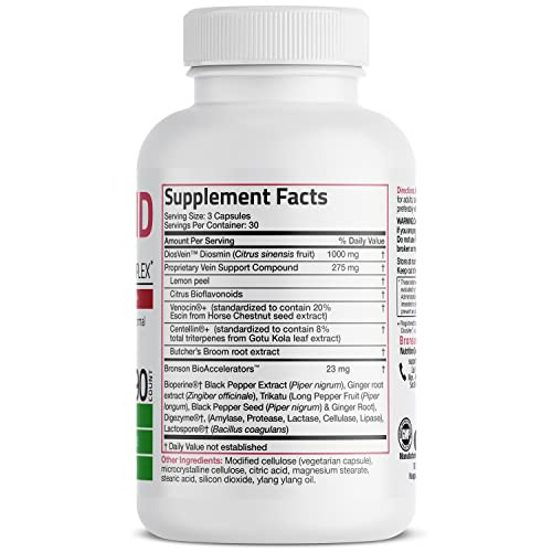 Bronson VeinAid Diosmin 1000mg DiosVein Varicose Vein Complex with Venocin &
