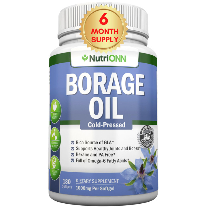 NutriONN Borage Oil - 1000 mg - 180 Softgels