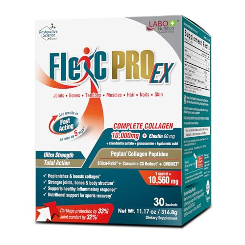 LABO Nutrition FlexC PRO EX, Full Spectrum Collagen, Type I, III, V & X, Peptan