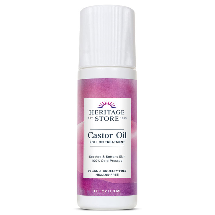 HERITAGE STORE Castor Oil Roll On Nourishing Treatment - Targeted Hydration for Skin Care, Hair Care, Quick and Easy Castor Oil Pack Wrap - Hexane Fr