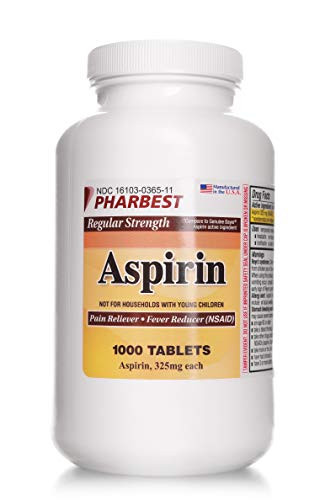 PHARBEST Aspirin 325 mg | Regular Strength | 1000 Count Uncoated Tablets