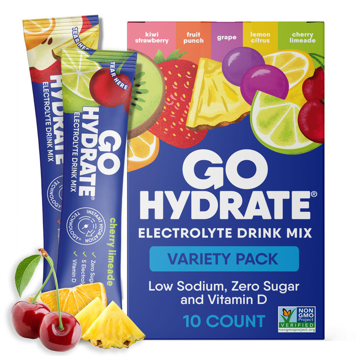 GoHydrate Instant Hydration Powder Packets - Low Sodium Electrolytes Drink Mix