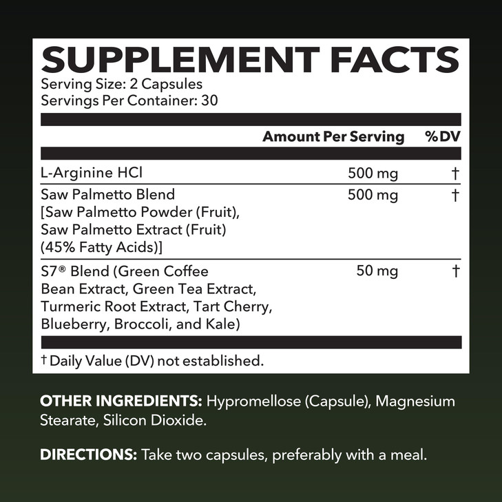 L-Arginine 500mg and Saw Palmetto 500mg