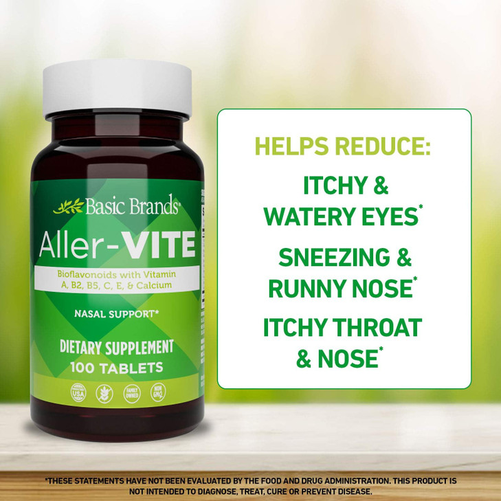 Basic Brands Aller-Vite Nasal Support, Bioflavanoids, Relieves Itchy Eyes, Nose