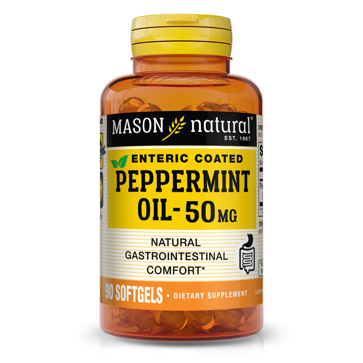 MASON NATURAL Peppermint Oil 50 mg Enteric Coated Supplement, 90 Day Supply