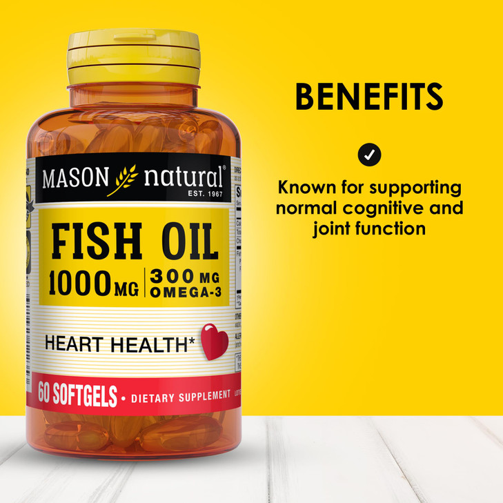 MASON NATURAL Omega,3 Fish Oil, 180,Day Supply, 1000mg with EPA and DHA