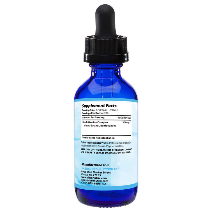 Absonutrix Benfotiamine Complex 300 mg, 4 Fl Oz Bottle, 200 Servings, High