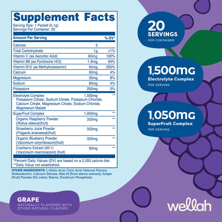 Wellah Splish Splash Hydration (Grape Flavor) 20 Stick Packs