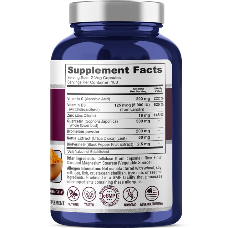 NusaPure Quercetin Complex: Bromelain, Vitamin C, Vitamin D3, Stinging Nettle