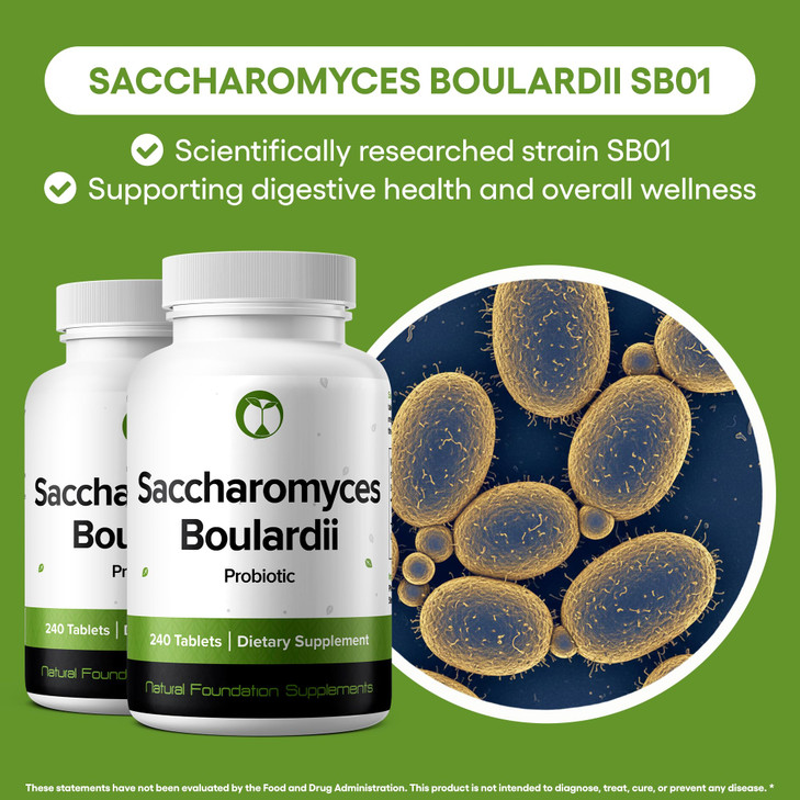 Saccharomyces Boulardii Probiotic Supplement 240 Tablets 3 Billion CFU